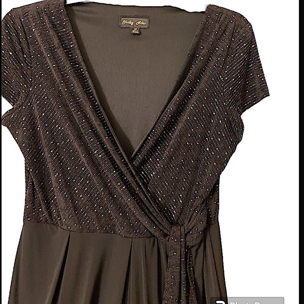 Shelby Nites Chic Noir Wide Leg Statement Jumpsuit in Black. - Picture 3 of 7